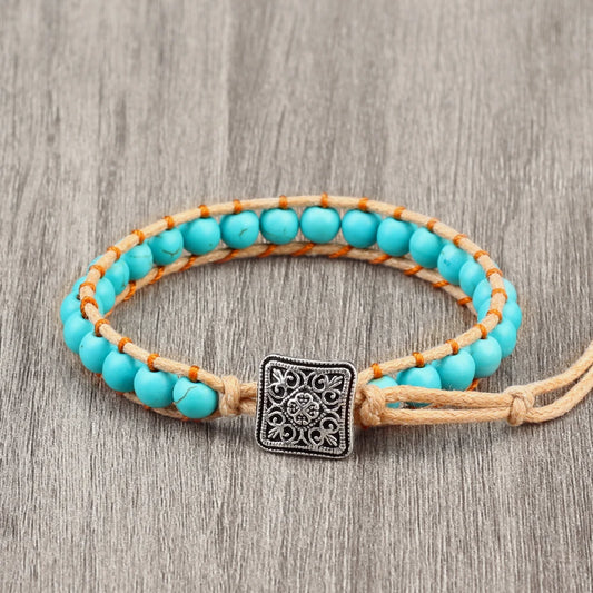 Bracelet hippie Vintage Artisanal – Perles de Yoga & Pierre Naturelle